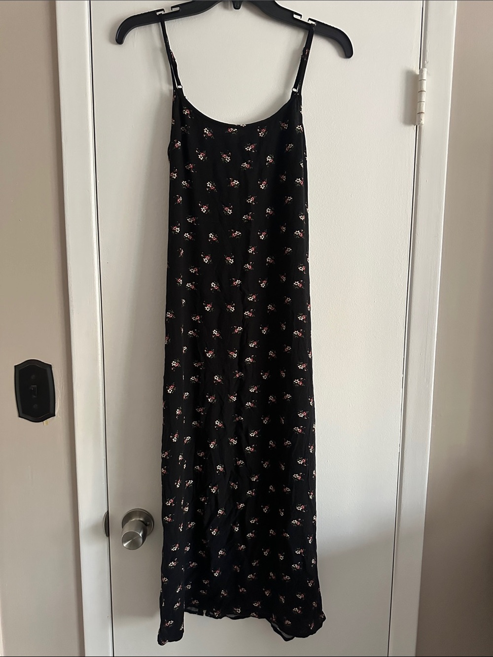 Aeropostale Black Maxi Slip Dress with red Floral Print